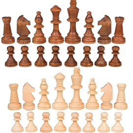 PsyKim Wood Chess Pieces Only without Board 3.5 inches King's Height Complete of 32 Chess Pieces for Adult