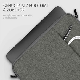 moex Tablet Tasche für Oukitel OT12 – Sleeve Hülle mit Fach für Zubehör, Polyesterfaser Schutzhülle Minimalistisch mit Reißverschluss, Wasserabweisend, Dunkelgrau