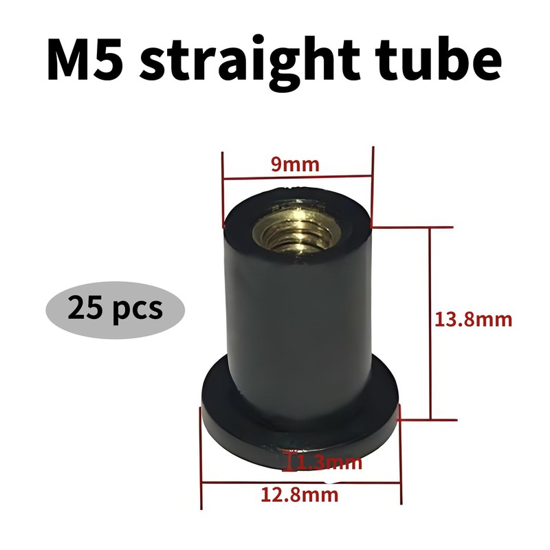 25 Pcs M5 Rubber Well Nuts, Black Rubber Well Nuts