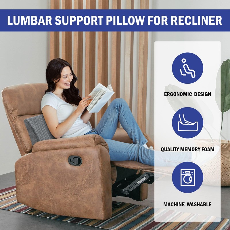 HOMBYS Lumbar Support Pillow for Recliner Chair, Memory Foam Back