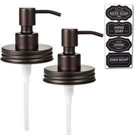 Mason Jar Liquid Soap Dispenser Lids(2) –Premium Rust Proof Stainless Steel - Modern Farmhouse Decor for Kitchen Sink& Bathroom, Liquid Soap Pumps for Hand Soap,Dish Soap, Lotions/Bronze-2 Pack