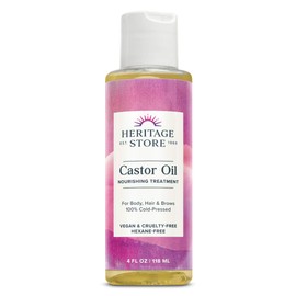 HERITAGE STORE Castor Oil Nourishing Hair Treatment - Deep Hydration for Healthy Hair Care, Skin Care, Eyelashes and Brows, Castor Oil Packs - Cold Pressed, Hexane Free, Vegan, 60-Day Guarantee, 4oz