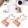 100 Pcs Binder Clips Metal Hollow Cat Shape Rose Gold