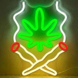 Cartoon Green Leaf Neon Sign for Wall Decor Green Leaf Led Sign Neon Lights Signs Green Leaf Decor for Bedroom Dimmable Led Neon Sign for Man Cave Living Room Bar Game Room Club Hotel Party Gift