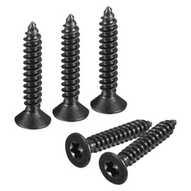 sourcing map #8 x 1-inch Flat Head Torx/Star Wood Screws, 150 Pcs 304 Stainless Steel, Full Threaded, Black Coated, Self-Tapping Screws Fit T20 Bit for Wood, Plastic and Soft Metal