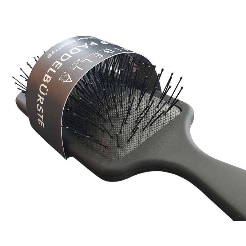 Mibella Anti-Ziep Paddelbürste, Weiche Nylonborsten, Für Alle Haartypen, Schwarz 21719