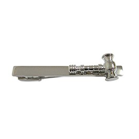 Silver Toned Gavel Law Square Tie Clip