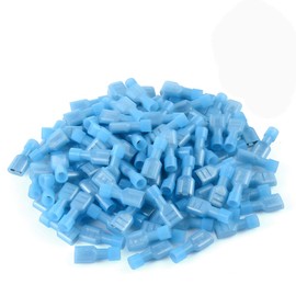 XHF 16-14 AWG 500 Pcs Female Spade Disconnect Connectors Terminals Nylon Fully Insulated Quick Crimp Wire Connectors Blue