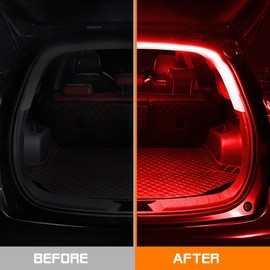 NHHEO Car LED Strip Light For Trunk, 158Inch IP67 Silicone Waterproof Neon Light Strip Embedded, Flexible Cutting Universal Auto Interior Lights(Red)