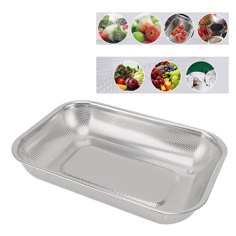 Rectangular Strainer Basket Stainless Steel Colander Strainer, Convenient Drainage, Moderate