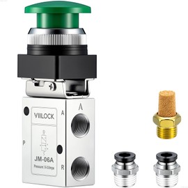 VIILOCK Pneumatic Mechanical Valve, 1/4” NPT 3 Way 2 Position Momentary Push Button Manual Control Air Valve JM-06A