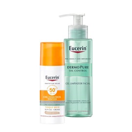 Kit Eucerin DermoPure Gel Limpiador Facial, 200 ml  Eucerin Sun Oil Control Fps 50 Tono Medio 50Ml                                                    