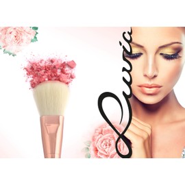 Luvia Rouge Brush - Essentials Prime Blush Brush E214 - Curved & Flat Blush Brush in Nude/Rose Gold - Vegan Cosmetics Makeup Brush / Cosmetic Brush