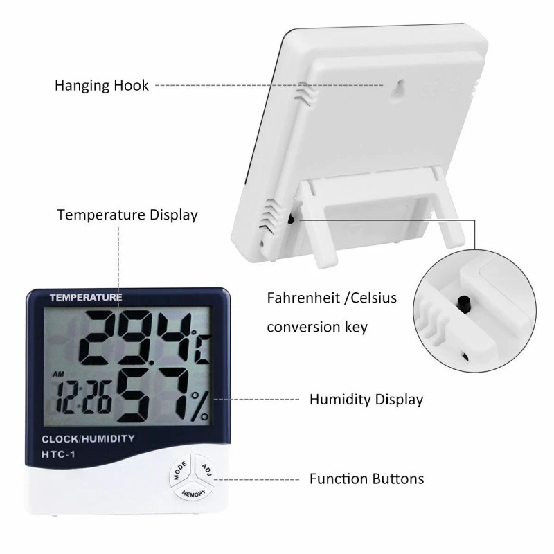 Unbranded/Generic Thermometer Indoor Digital LCD Hygrometer Temperature Humidity Meter Alarm