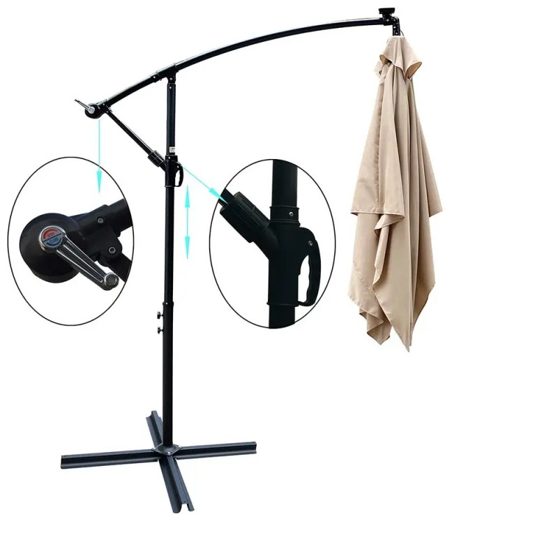 Rectangle 2x3M Outdoor Solar Powered LED Lighted Patio Umbrella Waterproof