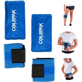 ColePak Comfort Hot and Cold Ice Packs for Injuries Reusable Gel - 2 Ice Packs, 2 Ice Pack Wrap Holders, Soft & Flexible - Ice Pack for Knee, Back, Foot, Leg Injuries