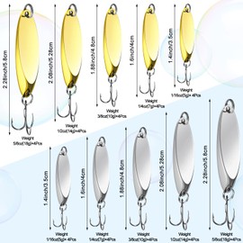 HESTYA 20 Pieces Fishing Lures Spoons Fishing Metal Saltwater Treble Trout Lures Hard Metal Spinner Baits 5 Sizes Casting Spoon Hooks for Salmon Bass in 1/5 1/4 3/8 1/2 3/4 oz (Silver,Gold)