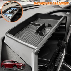 Qlhshop 3Pcs Center Console Organizer for 2025 2024 Toyota Grand Highlander Wireless Charging Mat Silicone Protective Pad - Screen Dashboard Tray Organizer & Armrest Storage Box Interior Accessories