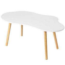 Cloud Shape Irregular Coffee Table, Modern Cloud Portable Table, Small Space Counter, Wooden Center Desk for Home Office (White, 80 x 40 x 42 CM)