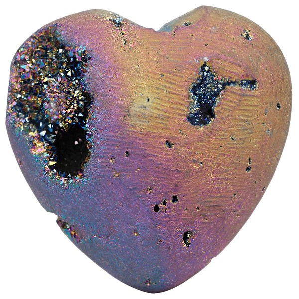 Mookaitedecor Heart Shape Healing Stones Gold Titanium Coated Agate Geode