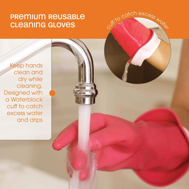 Casabella 46060 Premium Waterblock Gloves, Large, 1-Pair, Pink