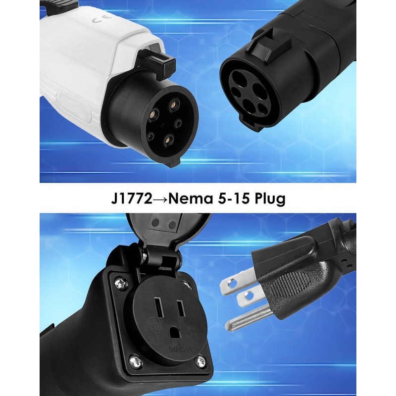 BOQNZN J1772 to NEMA 5-15 Plug, EV Conversion Socket for