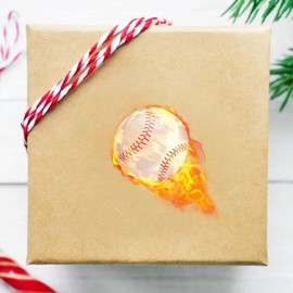 Baseball Stickers Self-Adhesive Sports Ball Sticker Flame Baseball Theme Party Decor Envelope Gift Bag Seal for Sports Party Supplies, Baseball Team Gift, Birthday Parties 5"