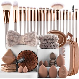 42 Piezas kit de brocha para maquillaje, set de maquillaje para mujer, Incluye una bolsa de maquillaje, herramientas limpieza de brochas de maquillaje, adecuadas para principiantes en maquillaje.