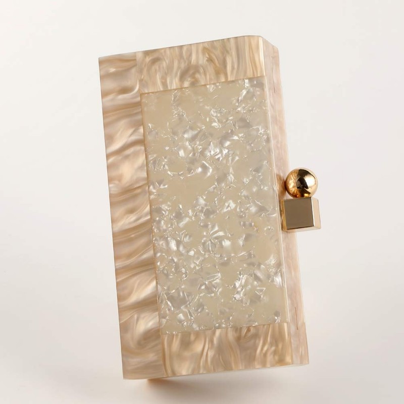 Menurra Women Acrylic Evening Clutch bag Glitter Marble Purse Handbag