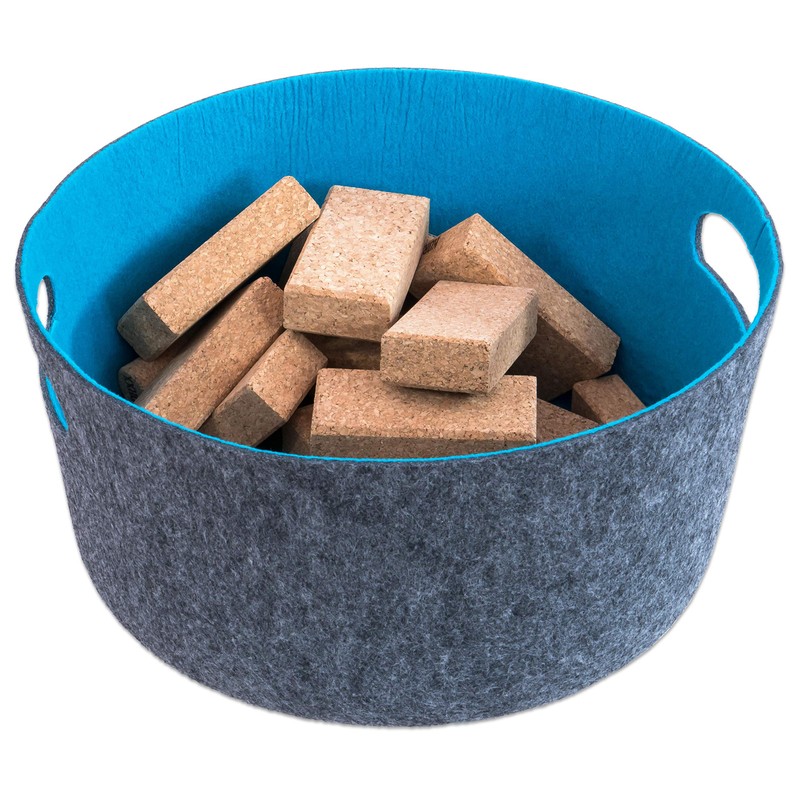 Betzold - Storage basket felt basket turquoise, diameter 38 cm,