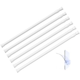 6 Pack Curtain Rod Adjustable 28-48 Inches，5/8" Diameter， White，Small Short Expandable Spring Loaded Tension Rods For Window, Bathroom, Cupboard,Kitchen