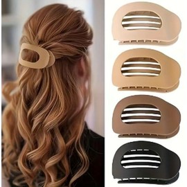 Solid Color Hair Clip, 4pcs Oval Acrylic Hair Clips Set for Women, No Trace Flat Large Hair Clip, Elegant Minimalist Frosted Solid Color Hair Clips for Daily Wear, Ideal Gifts for Her