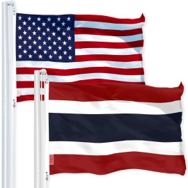 UD_G128 Combo Pack: USA American Flag 3x5 Ft 150D Printed Stars & Thailand (Thai) Flag 3x5 Ft 150D Printed