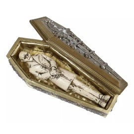 Ebros Gift Vampire Dracula Nosferatu Figurine With Bat Moon Sword Coffin Casket Box Set