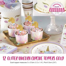 Gold Glitter Unicorn Cupcake Toppers