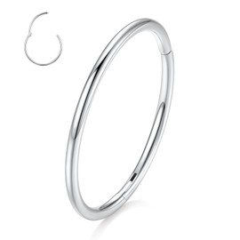 FUNLMO 22g Nose Rings Cartilage Earring Small Hoop Earring Tiny Thin Piercing Hoop Ring for Helix Tragus Conch Rook Lobe 7mm Silver