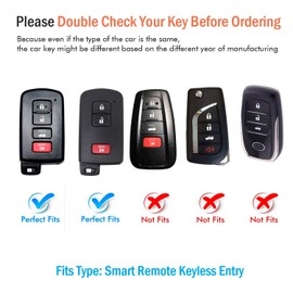 Bqepe for Toyota Key Fob Cover Keychain Fit for Tundra Tocoma Sequoia 4Runner Highlander RAV4 Camry Corolla Avalon Smart Key Shell Case (Black)