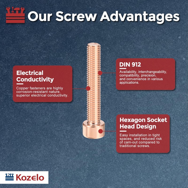 Kozelo 4pcs M10 Socket Head Cap Screws Bolts Nuts Assortment