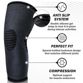 POWERLIX- Rodilleras de compresión (par) - La mejor rodillera para el dolor de rodilla para hombres y mujeres - Soporte para correr, baloncesto, volei