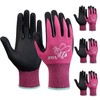 JDL Gardening Gloves for Women 3 Pairs Nitrile Coated Touchscreen