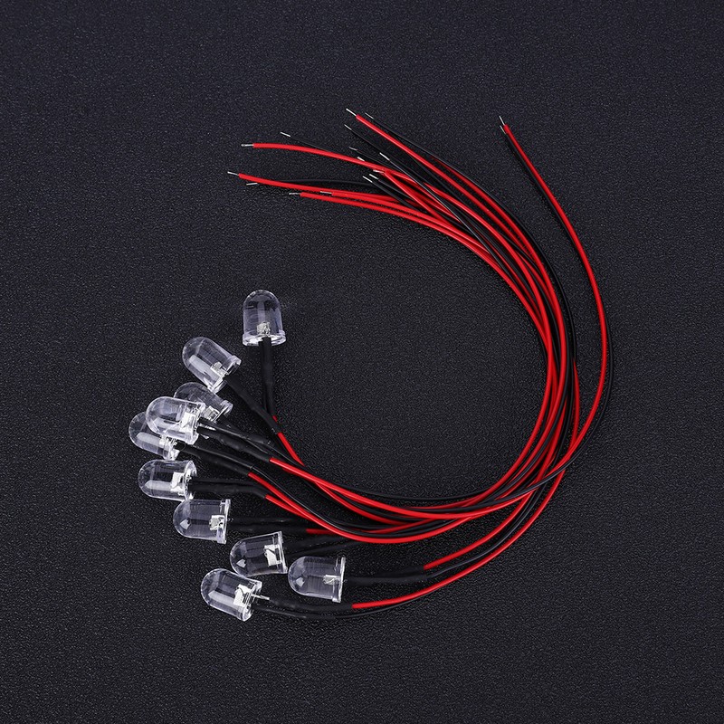 50PCs 12V LED Pre Wired Luminous Diode 10mm Round Head