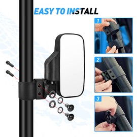 Nilight UTV Side Mirrors Offroad Rear View Mirror Universal Fits 1.6-2 inch Round Roll Cage Bar for RZR Ranger Maverick X3 Commander Pioneer Mule Teryx Yxz 1000 Rhino Krx Talon