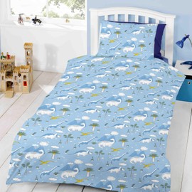 CINYE Dinosaur Boys Single Duvet Cover For Kids Cute Bedding 135×200 cm Blue Bedding Set With Zip Fastening Comes With 50x75 cm Pillowcase 3D Cloud Mountain Tree Quilt Cover
