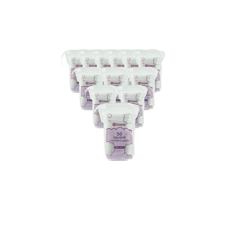 600 Cotton Cosmetic Pads, Square Shape, (12 x 50 Count),