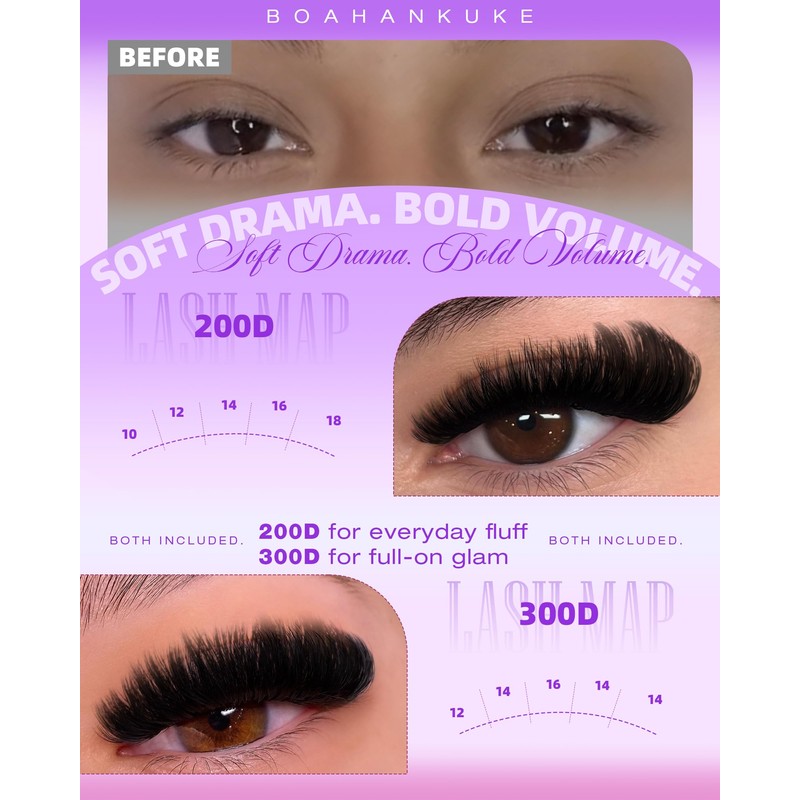 Lash Clusters Kit Thick Eyelash Clusters Kit 200D/300D Volume Individual