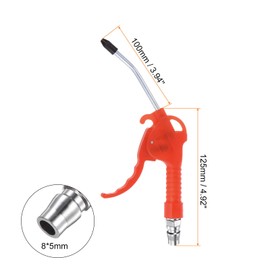sourcing map Air Blow Gun Stainless Steel High Pressure Dust Blower Gun with 4 Inch Long Angled Nozzle for Cleaning Car Computer Dust, Red