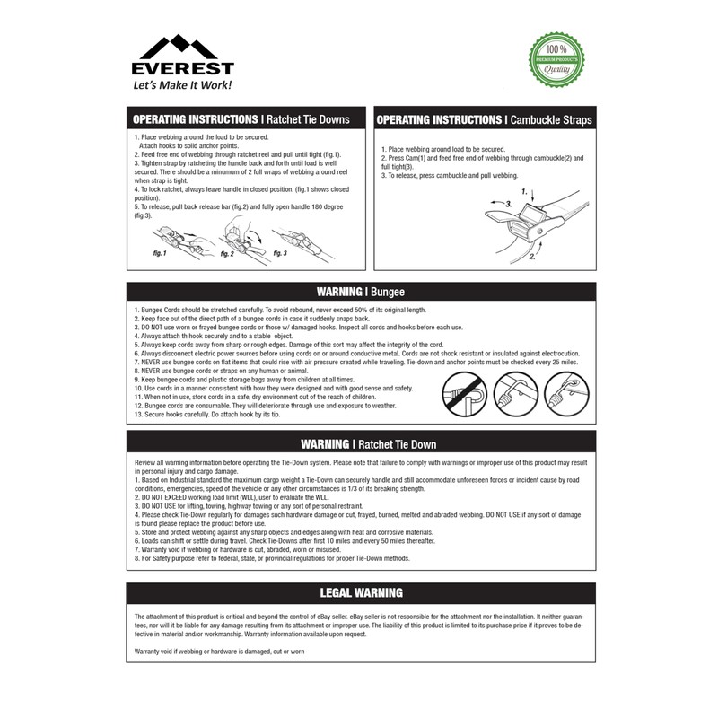 Everest Premium Ratchet Tie Down – 1 PK – 1