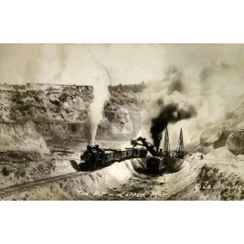 Hometown Postcards Ruth/Ely Nevada Copper Flat Pit Mining Locomotive 1918 RPPC Postcard COPY