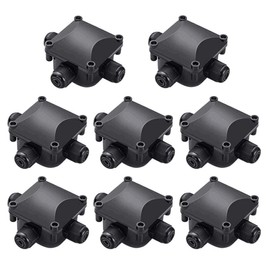 Waterproof Junction Boxes 3 Way Cable Connectors Outdoor External Electrical Junction Box., black