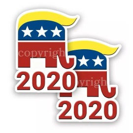 Trump 2020 Bumper Stickers Republican Elephant on 2020 Decals  4" wide 2 pack